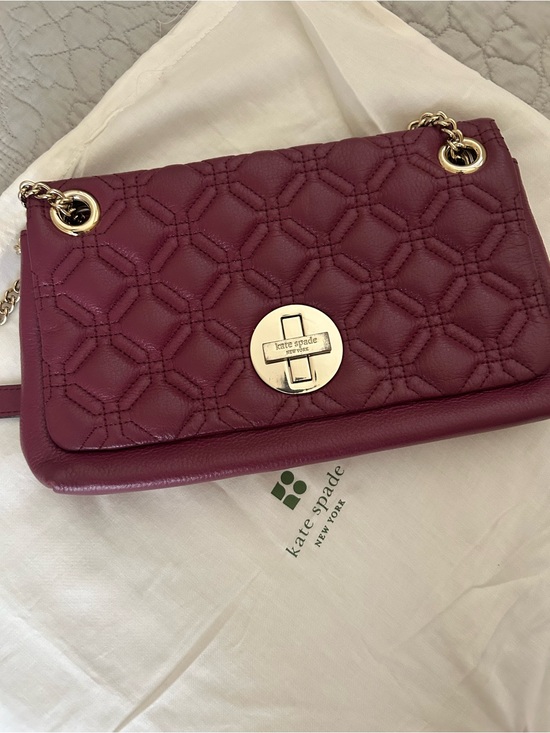 kate spade Handbags - kate spade quilted plum leather chain shoulder bag with gold hardware